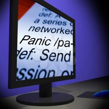 Panic On Monitor Shows Crisis Or Depression