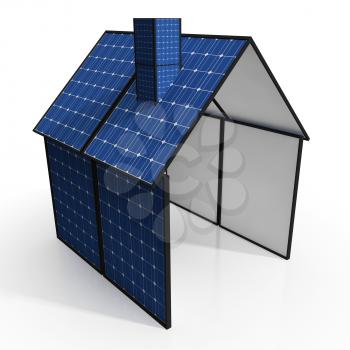 Solar Panel House Shows Renewable Energy Or Power