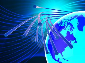Optical Fiber Network Indicating World Wide Web And Website