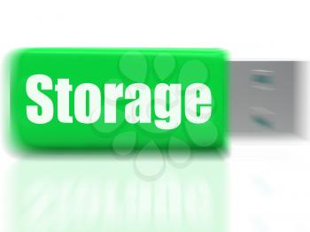 Storage USB drive Showing Data Backup Storing Or Warehousing