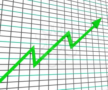 Green Graph Showing Profit Line Increase Achievement Progress