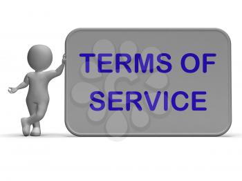 Terms Of Service Sign Showing Agreement And Contract For Use