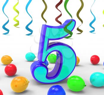 Number Five Party Meaning Creativity Or Colourful Balloons