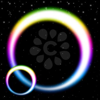 Rainbow Circles Background Showing Colorful Bands In Space
