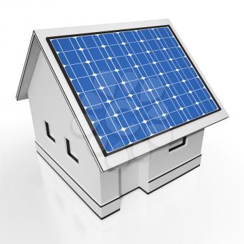 House With Solar Panels Showing Sun Electricity Or Power