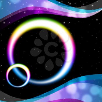 Rainbow Circles Background Meaning Night Sky And Ripples
