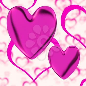 Mauve Hearts On A Heart Background Showing Love Romance And Romantic Feelings