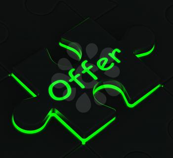 Offer Glowing Puzzle Showing Discount Price And Promotions