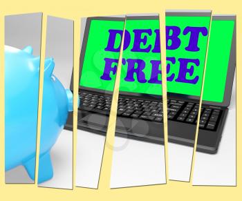 Debt Free Piggy Bank Showing No Debts And Financial Freedom
