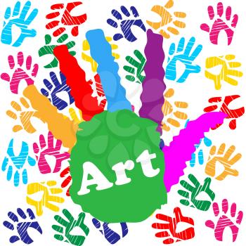 Art Handprint Representing Kids Youngsters And Spectrum