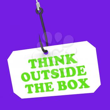 Think Outside The Box On Hook Showing Imagination Innovation And Creativity