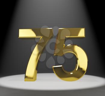 Gold 75th 3d Number Closeup Representing Anniversary Or Birthdays