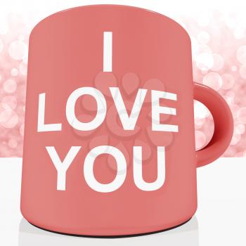 I Love You Mug With Bokeh Background Showing Romance And Valentine