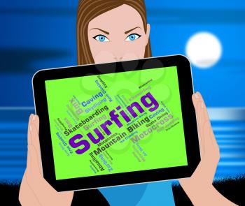 Surfing Word Meaning Surfer Beach And Wordcloud 