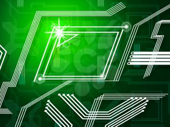 Green Lines Background Showing Telecommunications And Data Pathway
