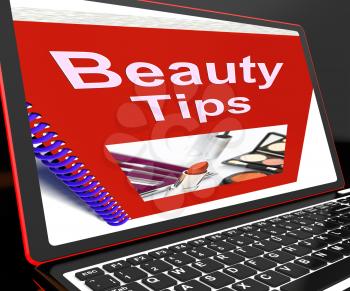 Beauty Tips On Laptop Showing Makeup Hints And Guidance