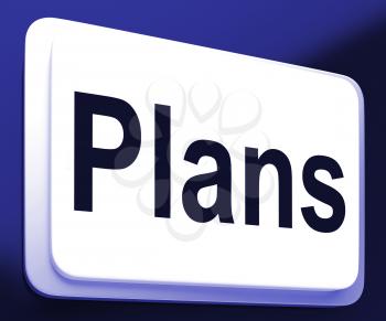 Plans Button Showing Objectives Planning And Organizing