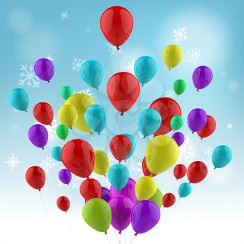 Floating Colourful Balloons Meaning Spring Festival Or Joyful Celebration