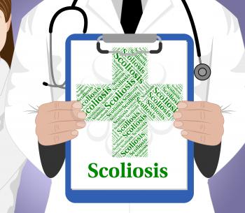 Scoliosis Word Showing Spinal Axis And Disability