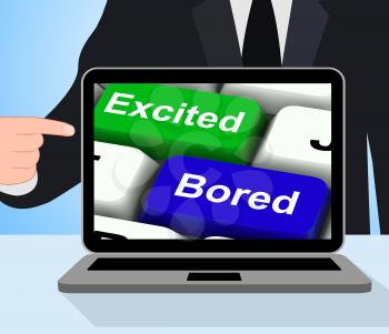 Excited Bored Keys Displaying Exciting And Boring Websites
