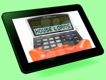 House Loans Calculator Tablet Showing Mortgage And Bank Lending
