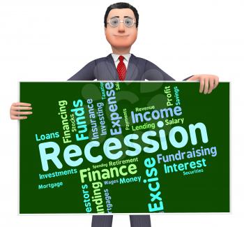Recession Word Showing Financial Crisis And Words 