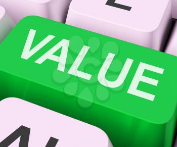 Value Key On Keyboard Showing Worth Importance Or Significance
