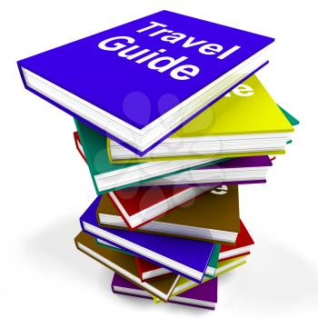 Travel Guide Book Stack Showing Information About Travels
