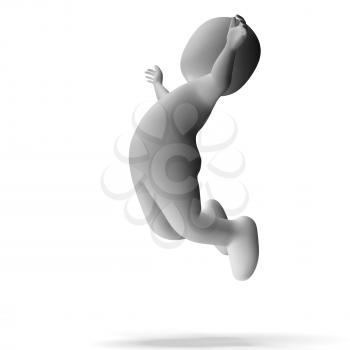 Jumping 3d Character Showing Excitement And Joy