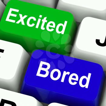 Excited Bored Keys Showing Exciting And Boring Websites