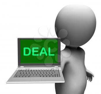Deal Laptop Showing Agreement Contract Or Dealing Online