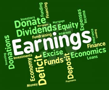 Earnings Word Representing Salaries Return And Dividend 
