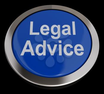Legal Advice Button Blue Showing Attorney Guidance