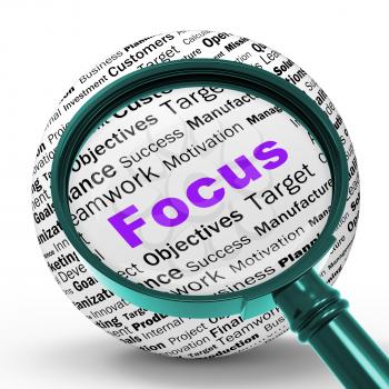 Focus Magnifier Definition Showing Concentration Aiming And Targeting