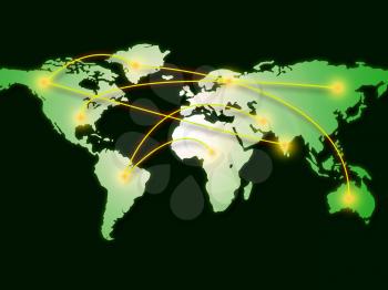 World Map Showing Lan Network And Geographical
