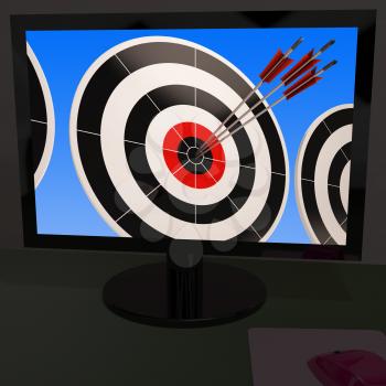 Arrows On Monitor Showing Efficiency And Perfect Shooting