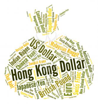 Hong Kong Dollar Representing Forex Trading And Word 