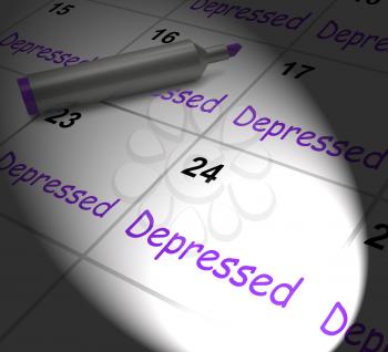 Depressed Calendar Displaying Discouraged Despondent Or Mentally Ill