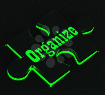 Organize Glowing Puzzle Showing Organization, Managing And Structuring