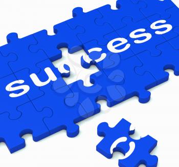 Success Jigsaw Showing Achievement Of Solution