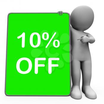 Ten Percent Off Tablet Meaning 10% Reduction Or Sale Online