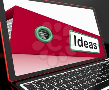 Ideas File On Laptop Showing Concepts And Inventions