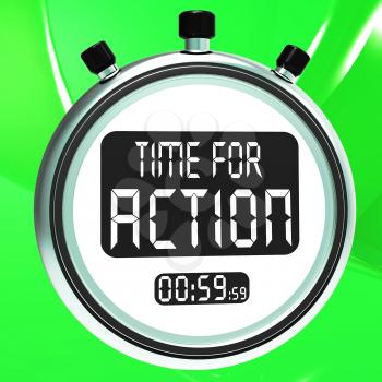 Time for Action Clock Showing To Inspire And Motivate