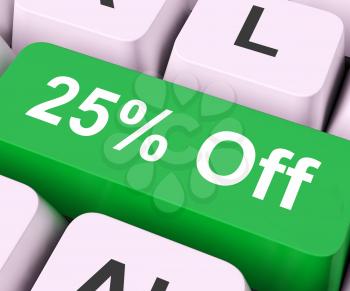 Twenty Five Percent Off Key On Keyboard Meaning Discount Rebate Or Sale
