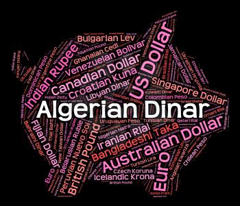 Algerian Dinar Showing Worldwide Trading And Banknotes