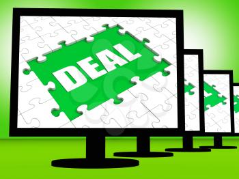 Deal Monitor Showing Bargain Trade Contract Or Dealing