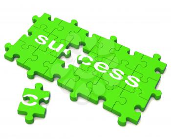 Success Puzzle Showing Attainment Of Wealth 