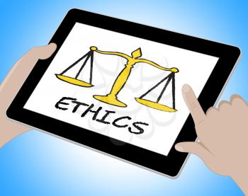 Ethics Online Indicating Moral Code 3d Illustration