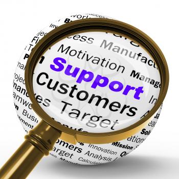 Support Magnifier Definition Showing Customer Support Help Or Assistance