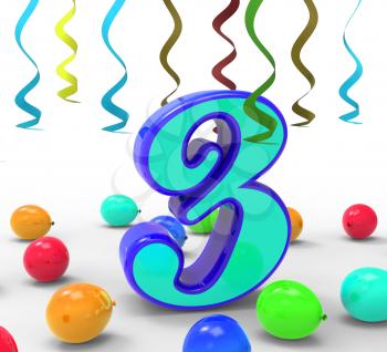 Number Three Party Meaning Colourful Decorations And Adornments